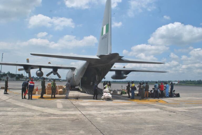 NAF airlifts relief materials to  Bayelsa communities ravaged by flood